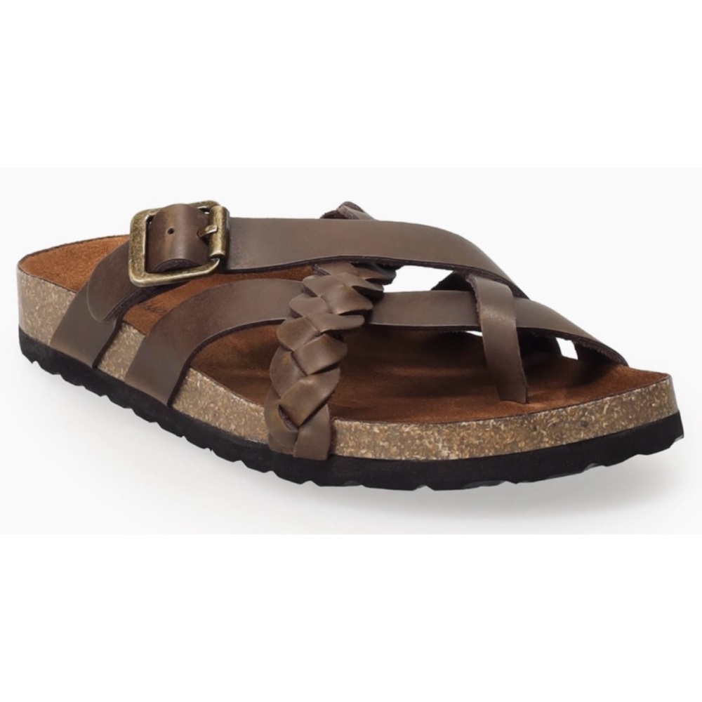KOHL’S • Dark Brown Leather Strappy Criss-Cross Slide Sandals, 9 - Picture 16 of 16